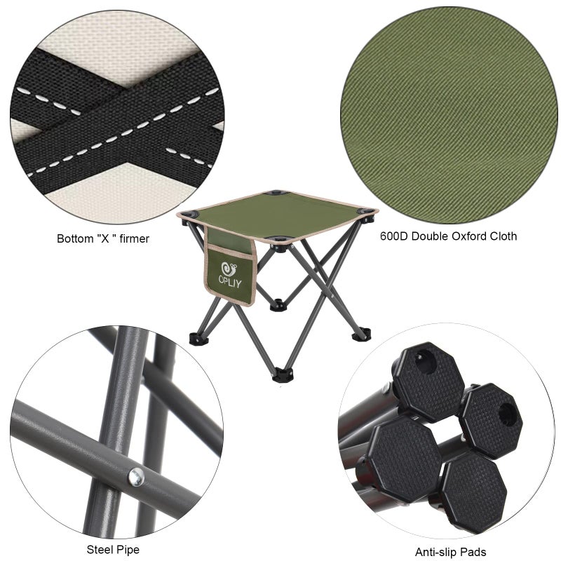 Opliy Camping Stool, 13.5 inch Folding Small Chair Portable Camp Stool for Camping Fishing Hiking Gardening and Beach, Camping Seat with Carry Bag (Green) - Image 4
